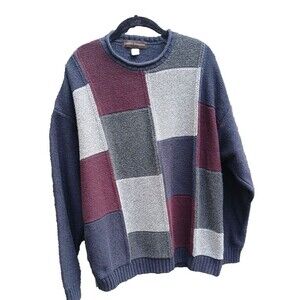 Liberty Sweater Patchwork XL  Grammacore color block Made USA Vintage